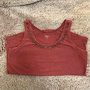 Dusty Rose Bejeweled Loft Tank Top